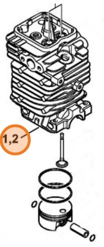 Cylinder z tłokiem Ø 38 mm, Stihl 41800201208 