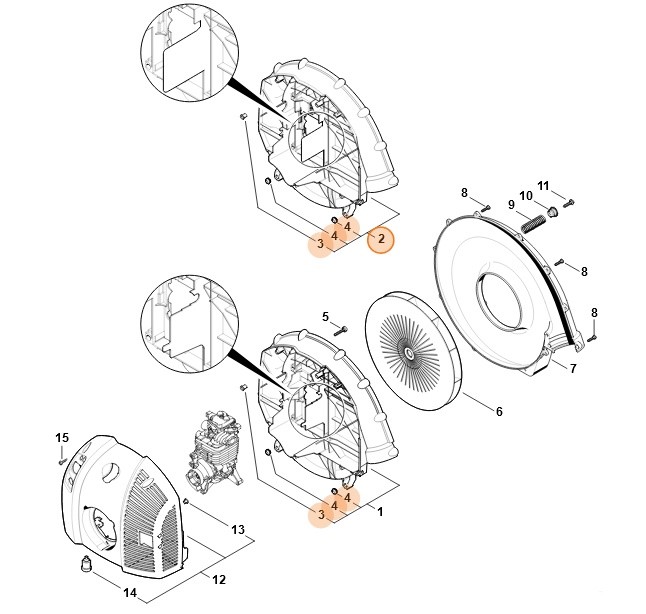 Obudowa dmuchawy - wewnątrz, Stihl 42827004104