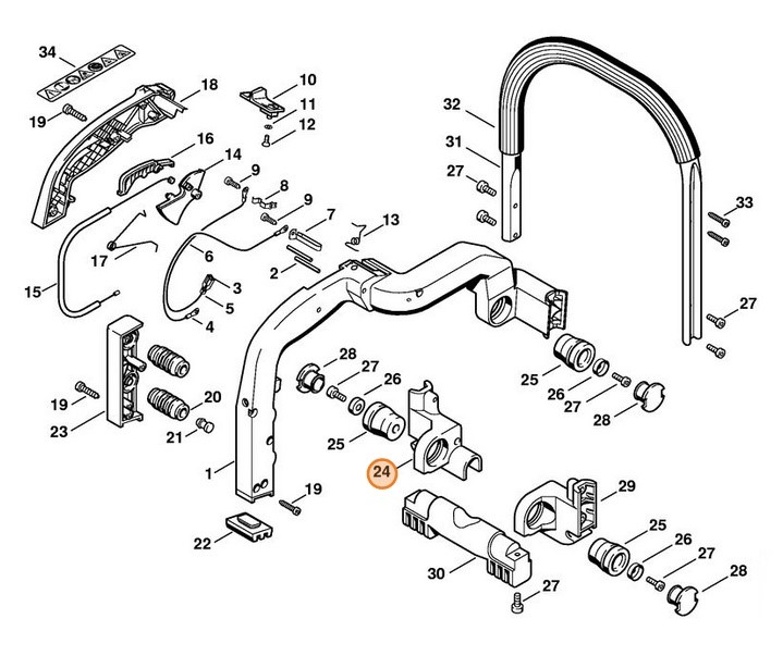 Uchwyt rurowy - mocowanie, lewa strona, Stihl 42217911905