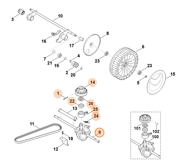 Przekładnia kompl., Stihl 63406400113