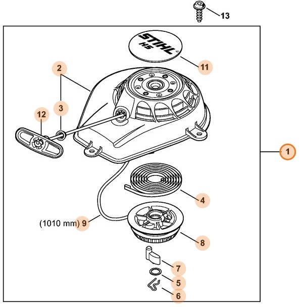 Obudowa wentylatora z urządzeniem rozruchowym, Stihl 42420802104