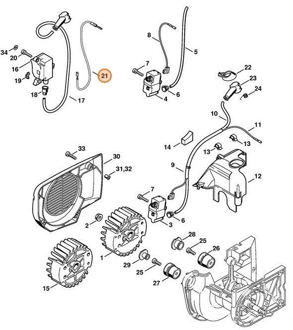 Przewód zwieracza 380 mm, Stihl 42234401100