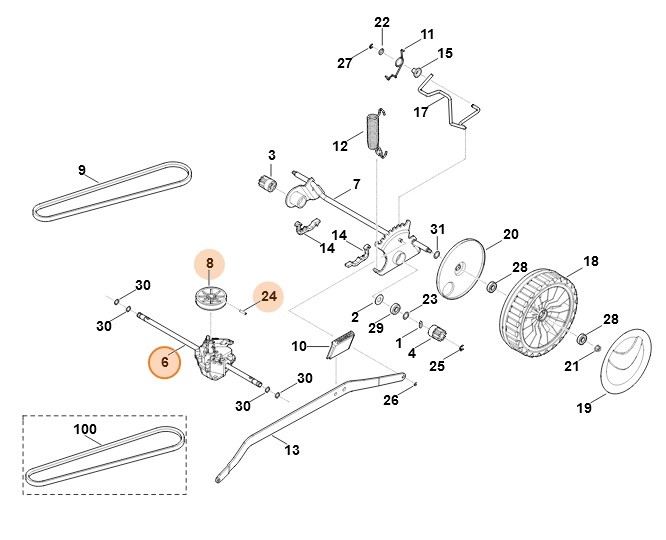 Przekładnia kompl., Stihl 63646400110