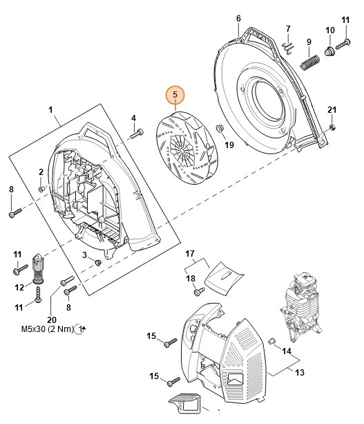 Koło łopatkowe dmuchawy, Stihl 42837003401