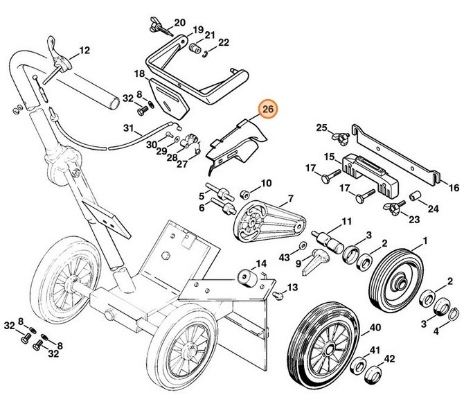 Mocowanie cięgna sterowania główną przepustnicą, Stihl 42231824000