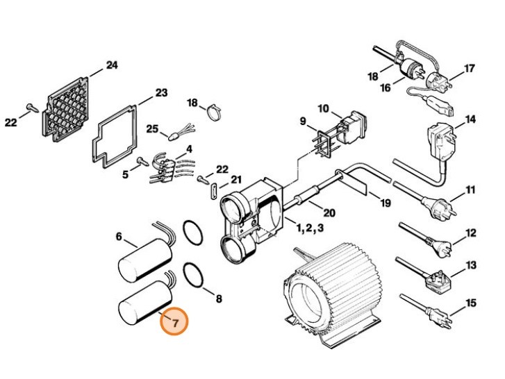 Kondensator 100 - 120 V, Stihl 47036051010