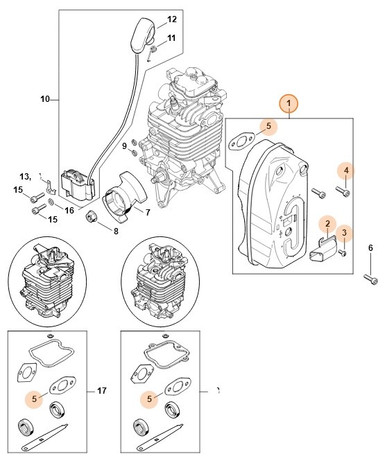 Tłumik wydechu spalin, Stihl 42821400603