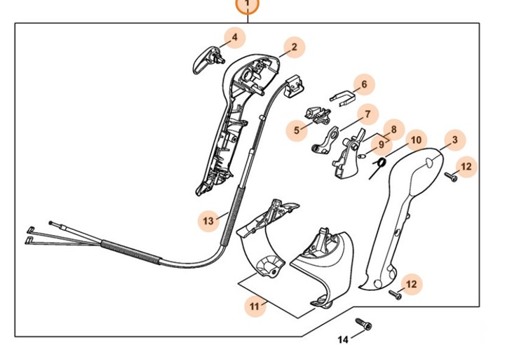 Rękojeść manipulacyjna z cięgnem gazu, Stihl 42417904900