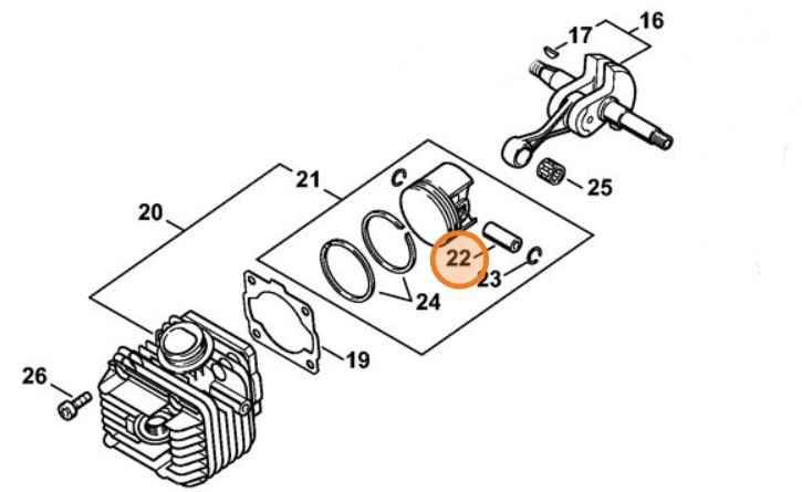 Sworzeń tłokowy 9x5x23, Stihl 11200341501