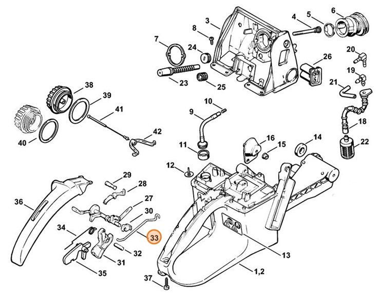 Cięgno sterowania główną przepustnicą, Stihl 11221821502