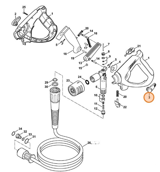 Dźwignia nastawcza - lewo, Stihl 49255024701