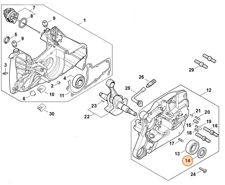 Pierścień uszczelniający wał 17x32,9x3,6, Stihl 96400031851