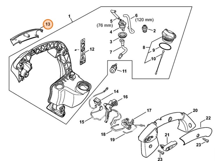 Połówka okładziny rękojeści - strona zewnętrzna, Stihl 42417910801