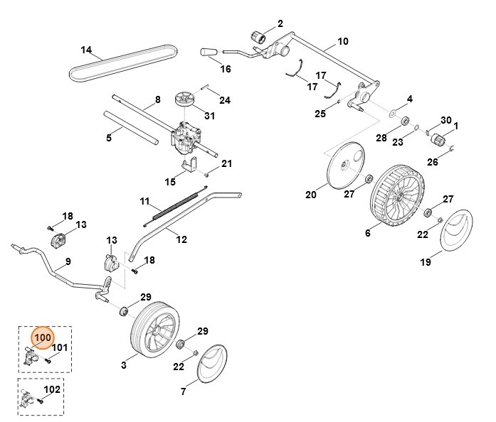 Uchwyt osi, Stihl 63717041211