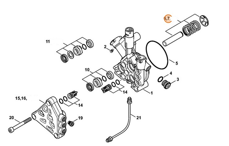 Zestaw tłoka 3 sztuki, Stihl 47437607050