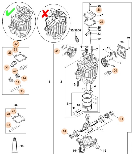 Zestaw uszczelek, Stihl 42820071600