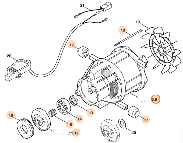 Silnik elektryczny 220 V/60 Hz, Stihl 47396000201