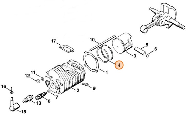 Pierścień tłokowy Ø 58x1,5 mm, Stihl 11110343006