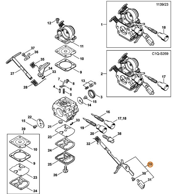 Przysłona przepustnicy z dźwignią, Stihl 11391207100