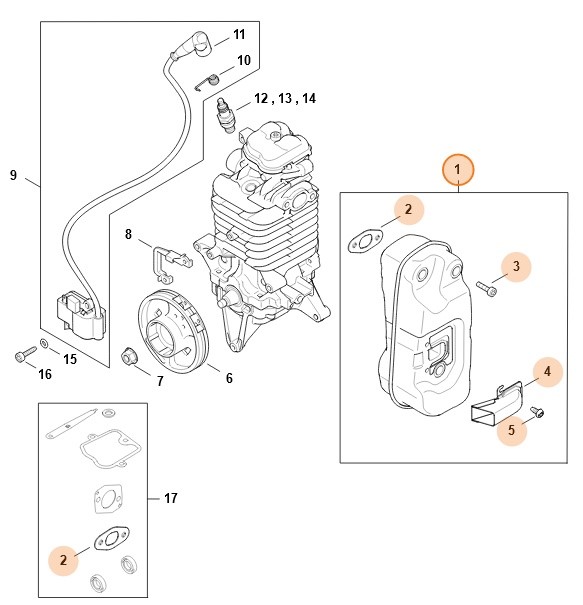 Tłumik wydechu spalin, Stihl 42831400610