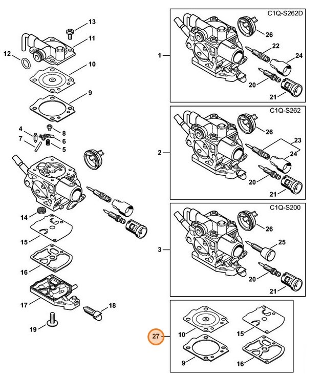 Zestaw podzespołów gaźnika, Stihl 11460071000