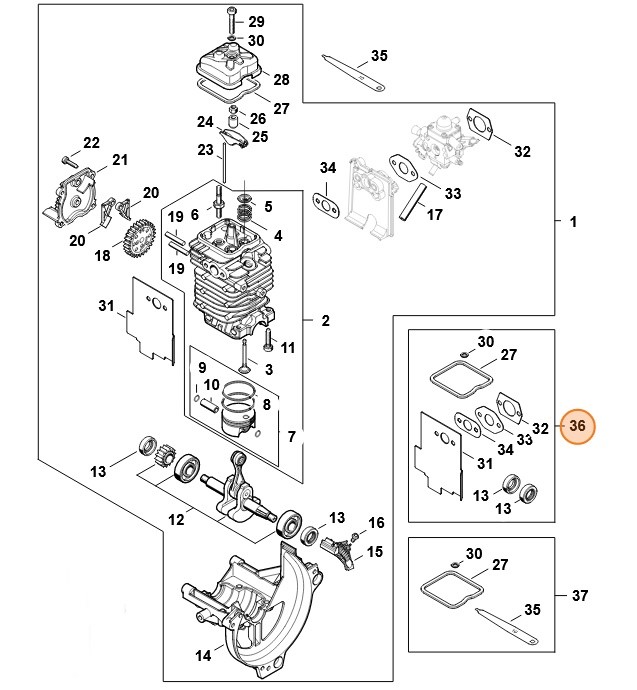 Zestaw uszczelek, Stihl 41800071037
