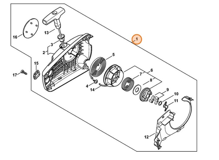 Obudowa wentylatora z urządzeniem rozruchowym, Stihl 11370802117