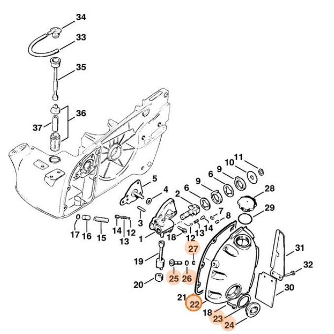 Pokrywka zamknięcia zbiornika oleju, Stihl 11063504002