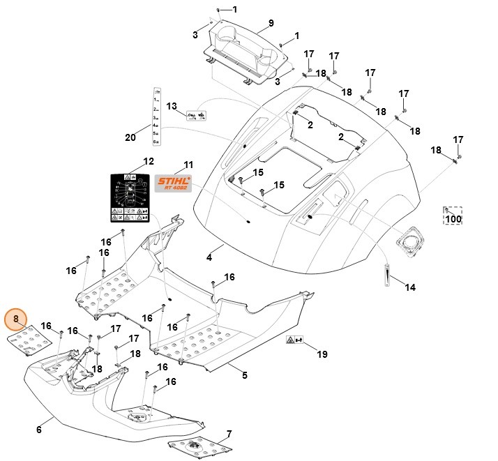 Dywanik prawy, Stihl 61407065405