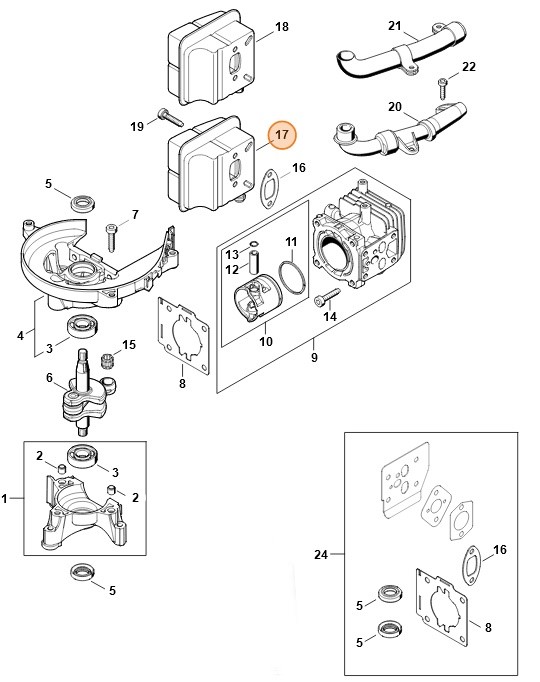 Tłumik wydechu spalin, Stihl 42371400609