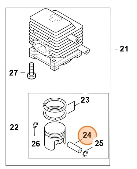 Sworzeń tłokowy 8x5x22, Stihl 41370341500