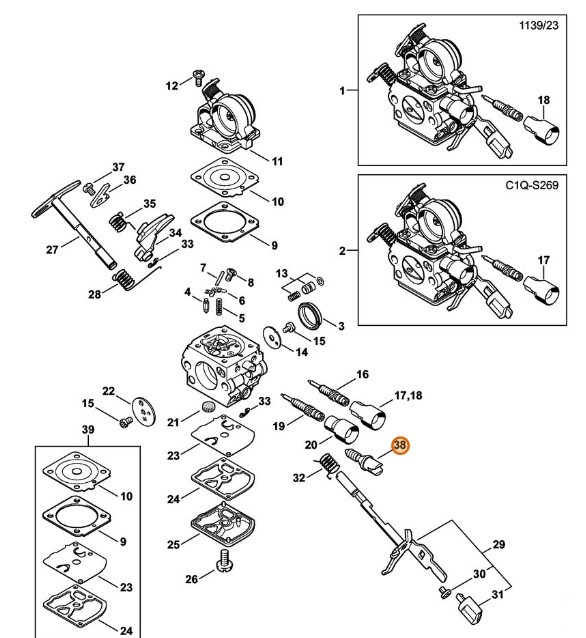 Śruba zderzakowa regulacji obrotów biegu jałowego, Stihl 11391226200