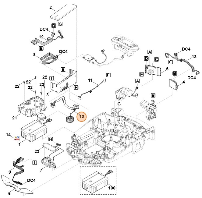 Wiązka przewodów (styki akumulatora), Stihl 63094403084