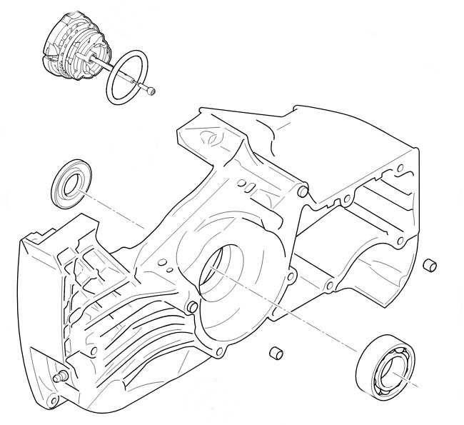Połówka skrzyni korbowej, strona wentylatora, Stihl 11240202604