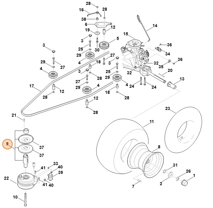 Koło paska klinowego kompl., Stihl 61707002511