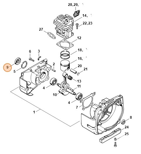 Pierścień uszczelniający wał 12x32x7, Stihl 96400031280
