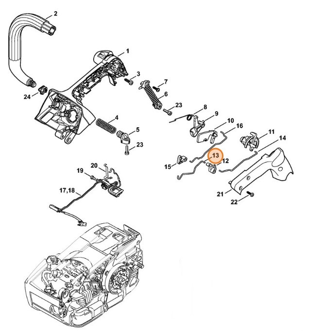 Cięgno sterowania układem rozruchowym, Stihl 11451851904