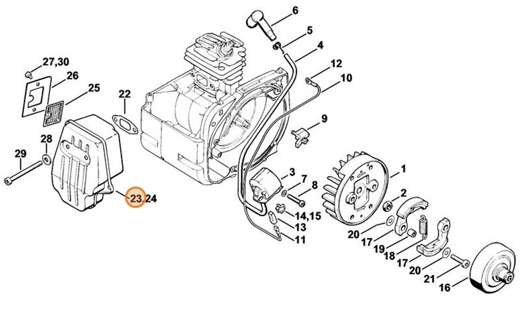 Tłumik wydechu spalin, Stihl 41191400605