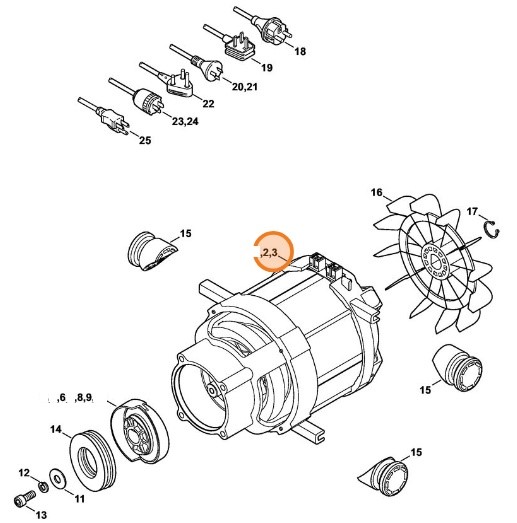 Silnik elektryczny 230 /240 V/50, 60 Hz, 2,1/2,3 kW, Stihl 47776000200
