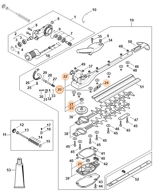 Obudowa przekładni (145°, 250 mm), Stihl 42436400525