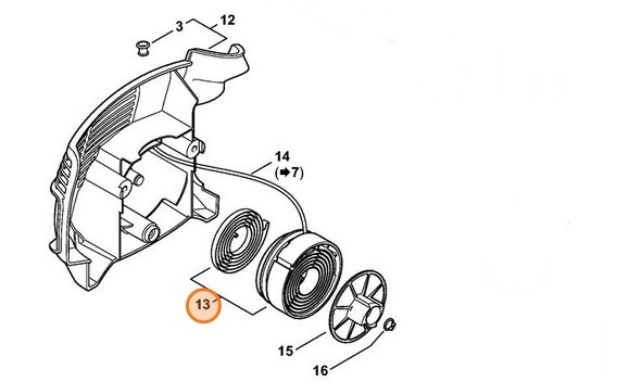 Rolka linki urzadzenia rozruchowego ze sprężyną powrotną, Stihl 41441901111