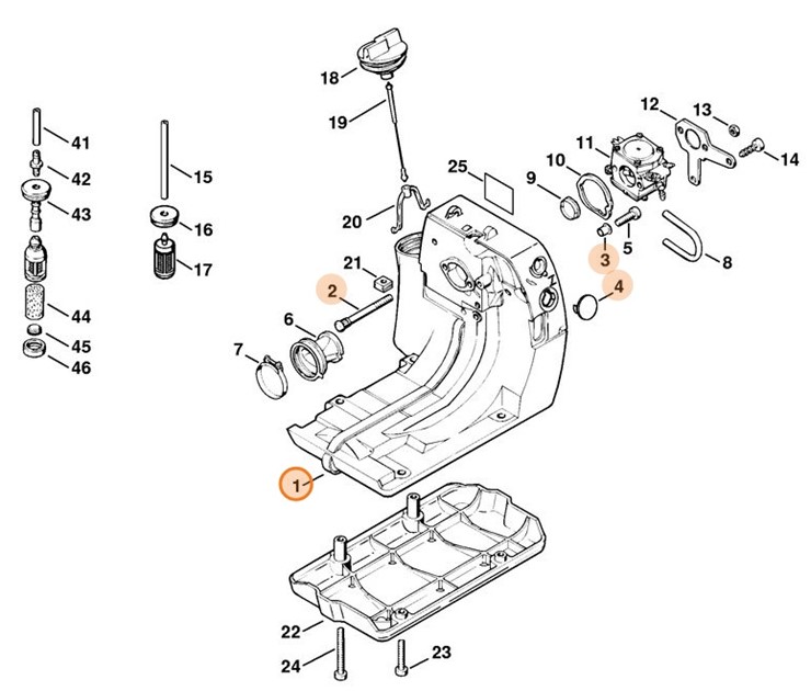 Obudowa zbiornika paliwa, Stihl 41163500807