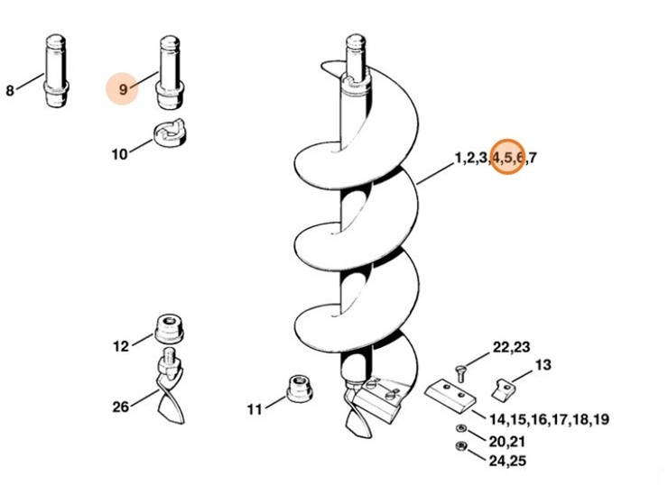 Świder glebowy Ø 250 mm, Stihl 44000004225