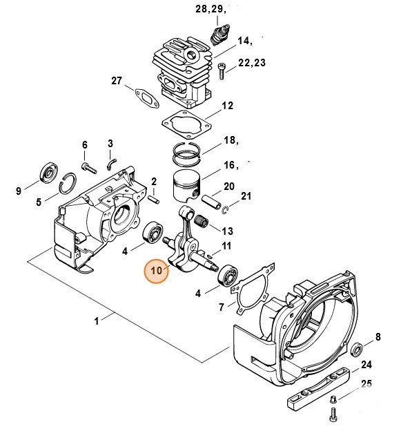 Wał korbowy, Stihl 41190300400