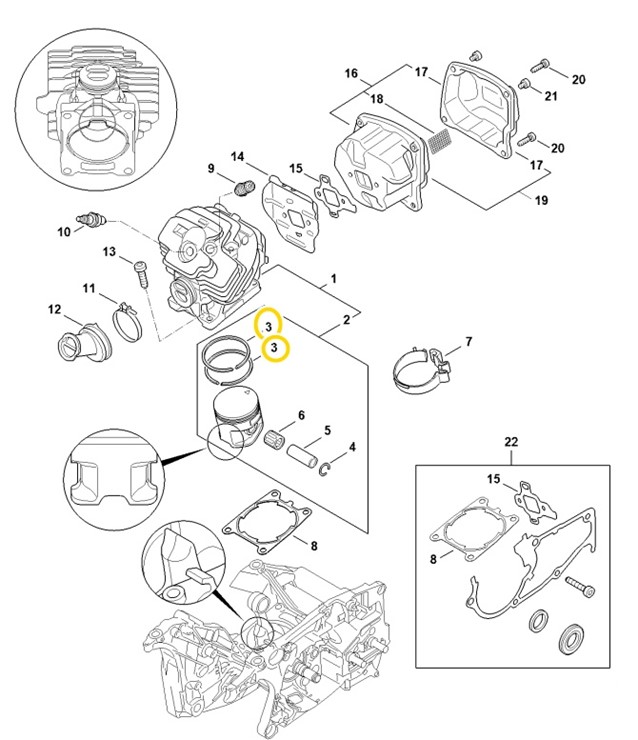 Pierścień tłokowy Ø 52x1,2 mm, Stihl 11420343004