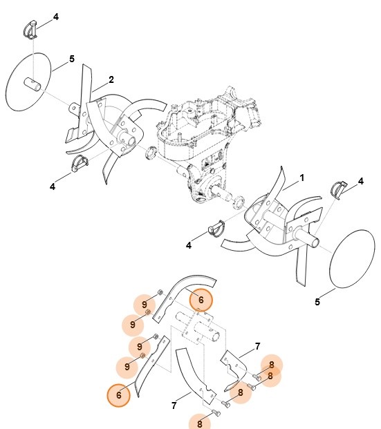 Nóż kompl., prawy, Stihl 62427103105
