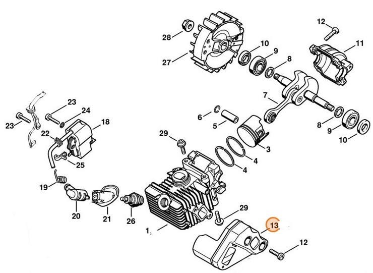  Tłumik wydechu spalin, Stihl 11371400600
