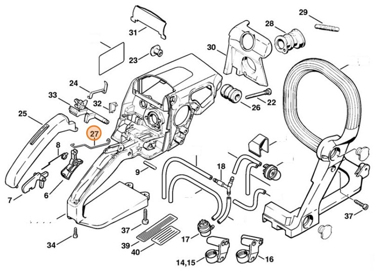 Cięgno sterowania główną przepustnicą, Stihl 11231821505