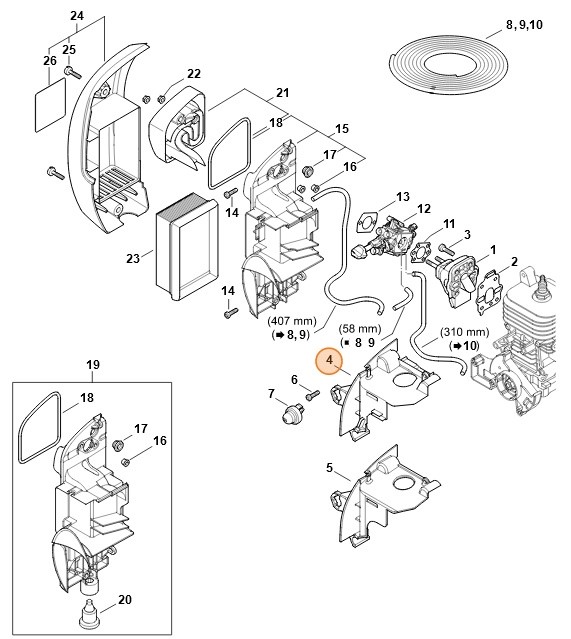 Pokrywa sterowania przepływem powietrza, Stihl 42440873002