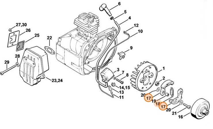 Sprzęgło, Stihl 41191602001